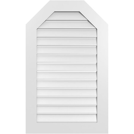 Ekena Millwork Octagonal Top Surface Mount PVC Gable Vent: Functional, w/ 3-1/2"W x 1"P Standard Frame, 26"W x 42"H GVPOT26X4201SF